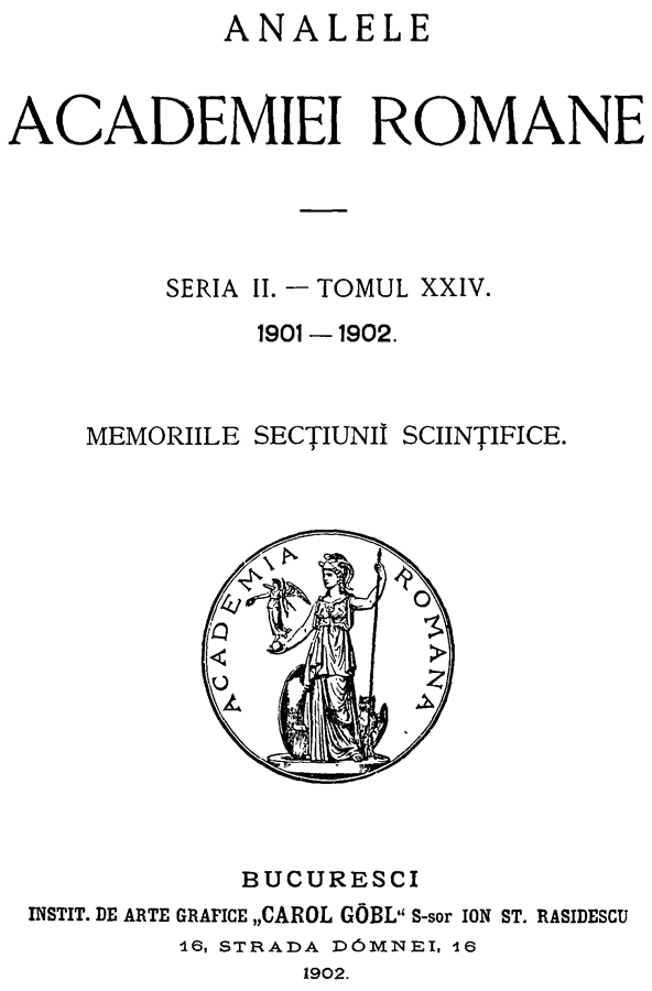 Analele Academiei Romane | 1901-1902 (seria II - tomul XXIV)