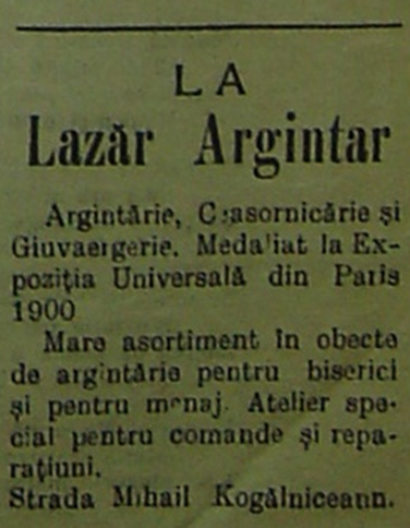 reclame "La Lazar Argintar / Argintaru"