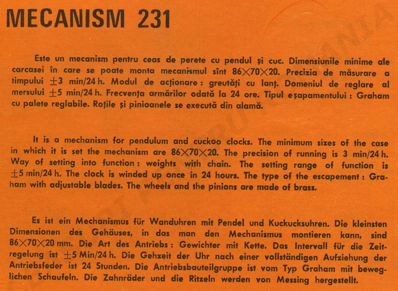 catalog Aradora | mecanism 231