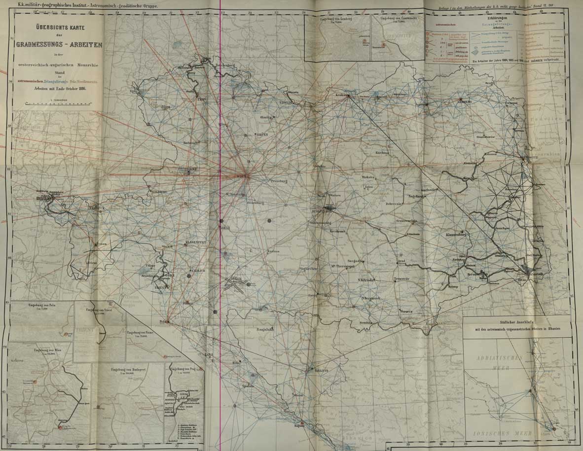 liniile de baza - geodezice | Imperiul Austro-Ungar | octombrie 1886