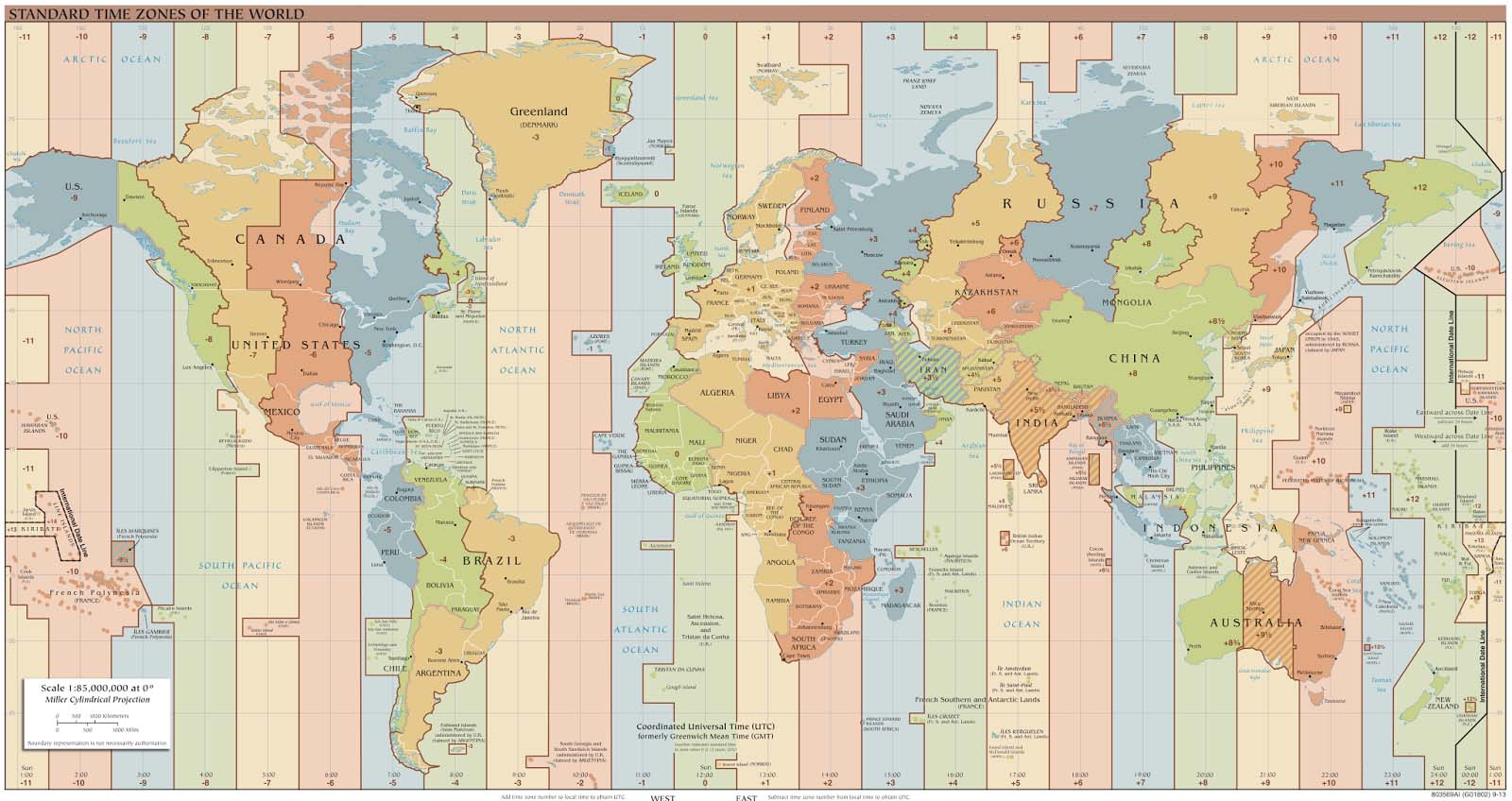 proiectie cilindrica Miller - time zone