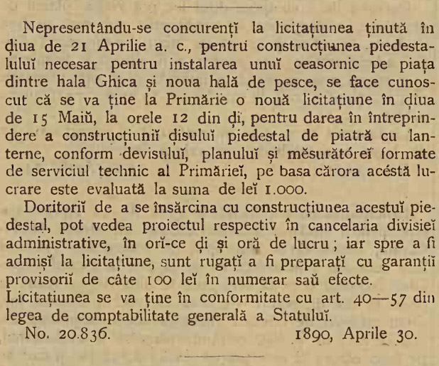 "Monitorul Comunal al Primariei Bucuresci" (an XV / nr. 17 / 6 mai 1890)