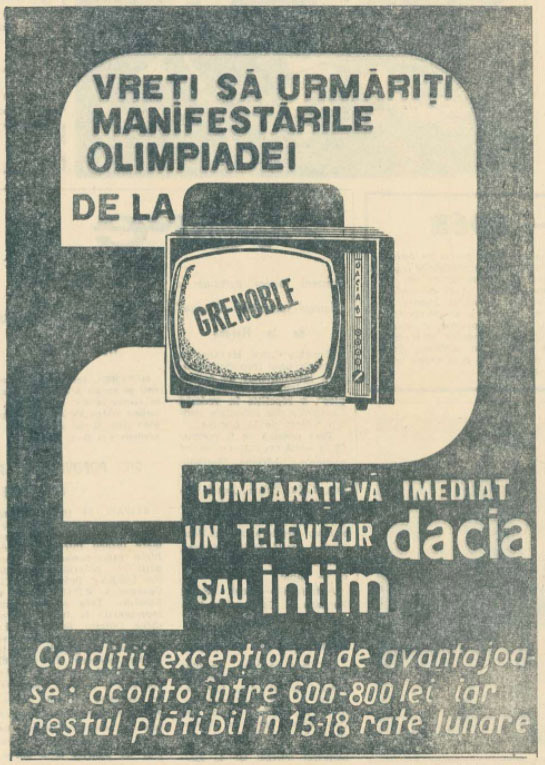 [reclama ziarul Sportul - ianuarie 1968]