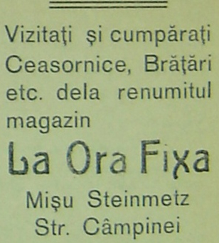 reclama Misu Steimetz "La Ora Fixa" - Ploiesti