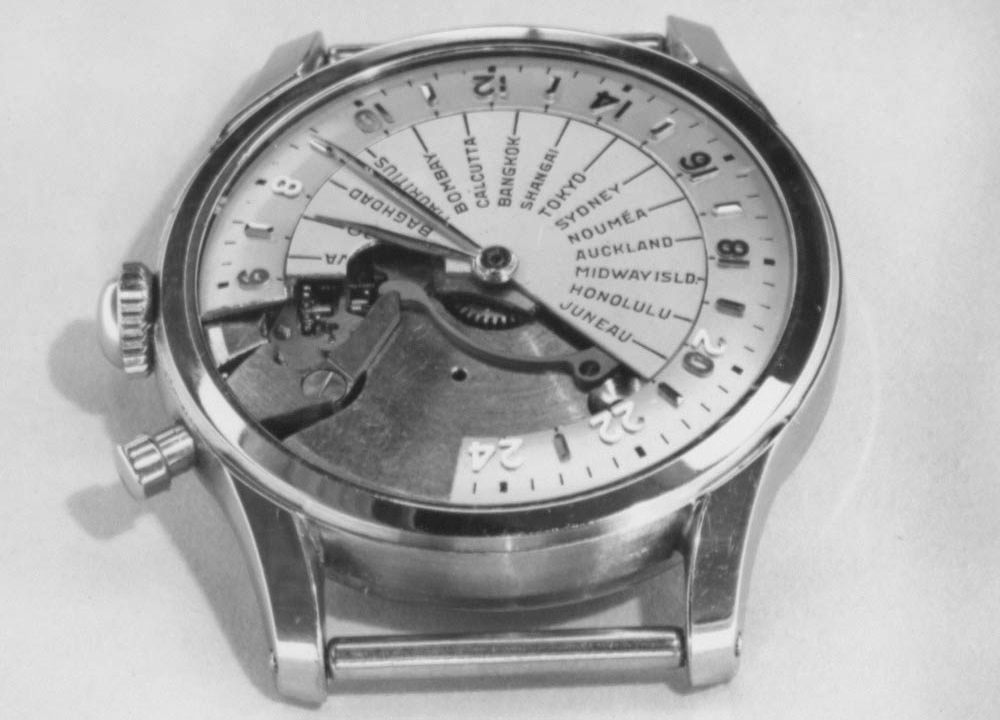 Tissot Navigator - 1953 | detaliu mecanism - cadran (sursa imagine: Arhivele Istorice Tissot)