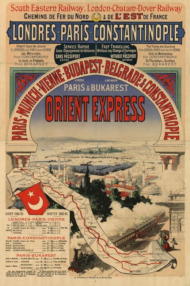 linia feroviara Orient Express | afis 1888-1889 (sursa imagine: Ottoman Imperial Archives)