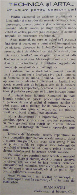 Revista Asociatiei Bijuterilor si Ceasornicarilor | martie.1938