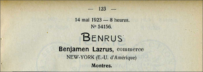 inregistrare Benrus | Elvetia