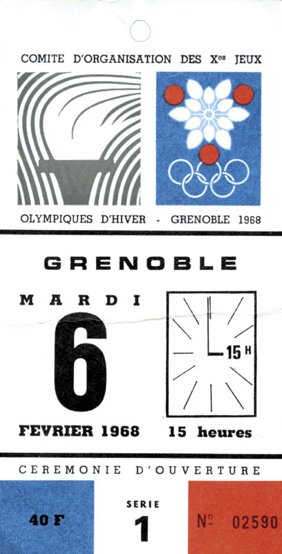 bilet acces ceremonie deschidere - Jocurile Olimpice Grenoble 1968