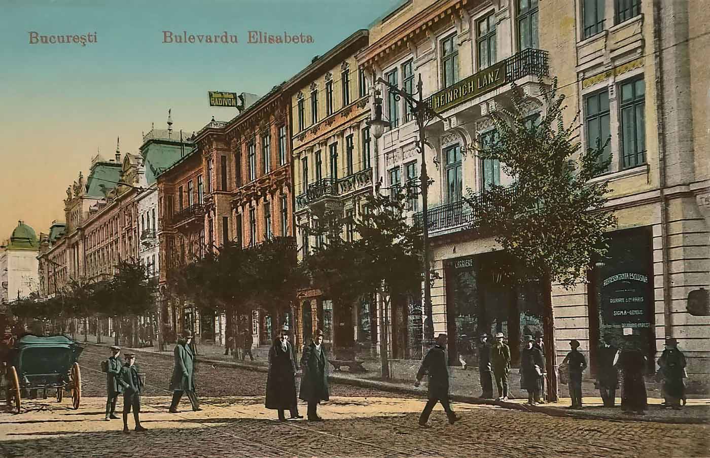 carte postala bdul Elisabeta | reclama Radivon | inceput sec. XX