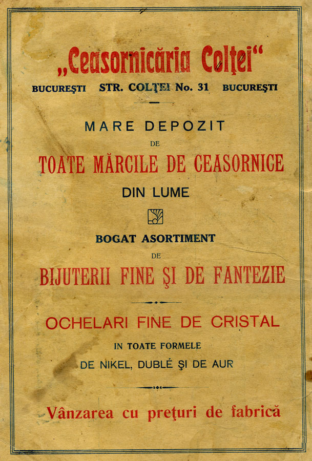 catalog Ceasornicaria Coltei | aprox. 1910-1913