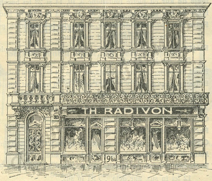 fatada magazinului din - "Catalogul Magasinului Th. Radivon" (cca. 1920)
