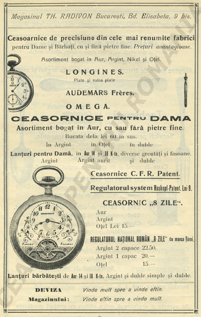 "Catalogul Magasinului Th. Radivon" | cca. 1920 (colectia Ceasuri pentru Romania)