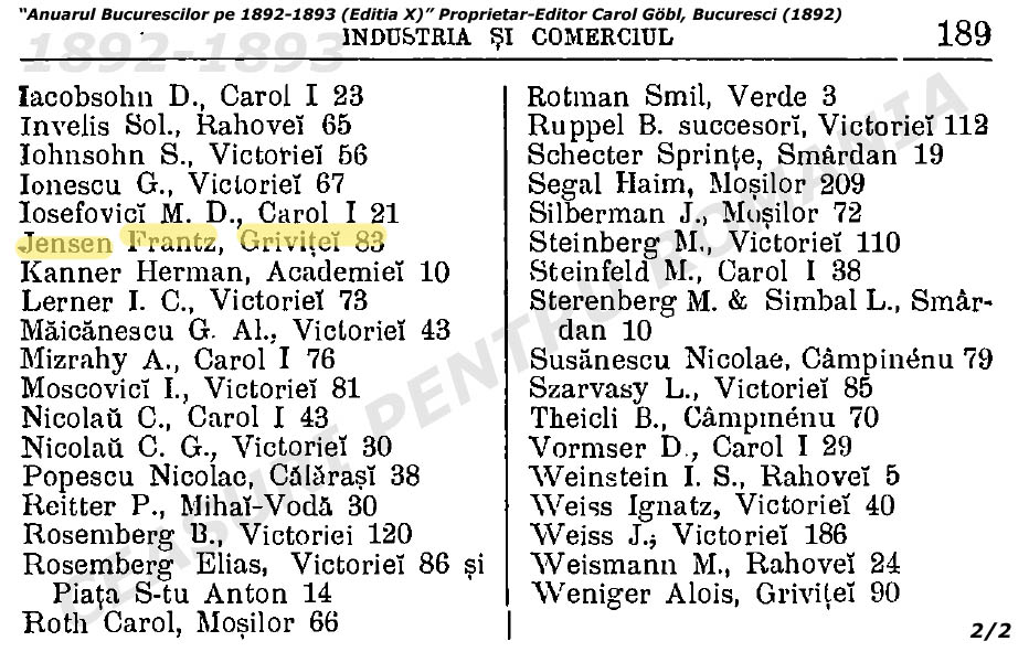 ceasornicari Bucuresti 1892-1893