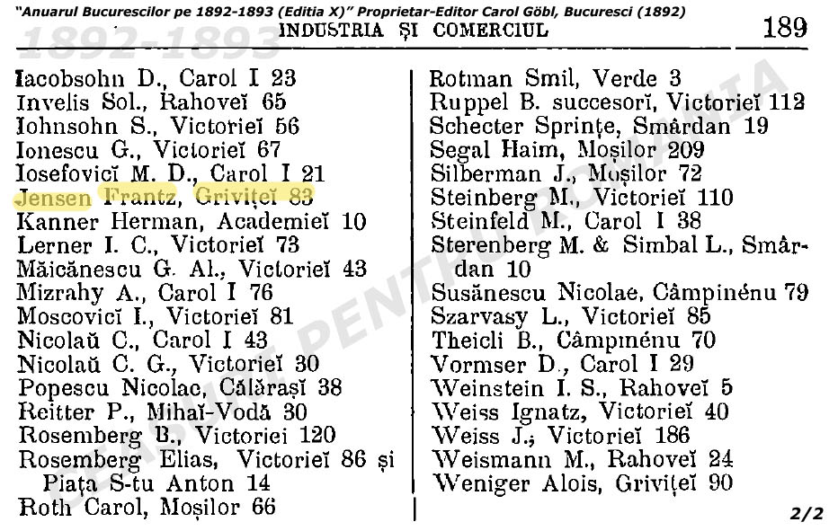 ceasornicari Bucuresti 1892-1893