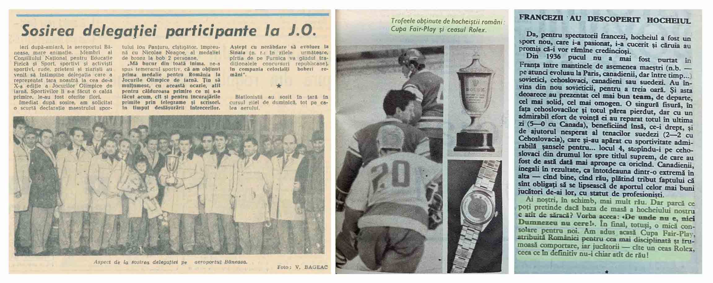 revenire delegatie Jocurile Olimpice - Grenoble 1968 | Cupa Fairplay si ceasul Rolex