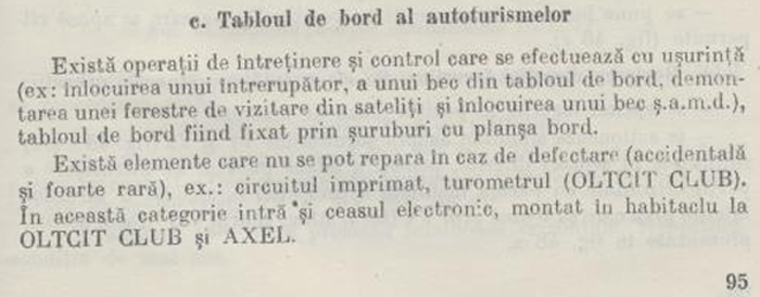 "Conducerea si intretinerea autoturismelor Olcit" | Nicolae Andreev, Mihalache Stoleru, Traian Canta | Ed. Sport-Turism"- 1985, pag. 95