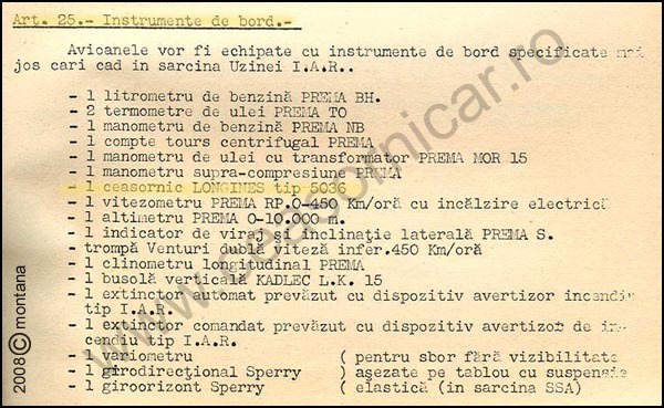 [10] IAR-37 | Lista instrumente de bord