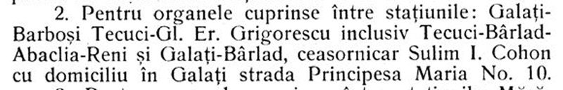 dispozitie intretinere ceasuri CFR | Moldova | 1925