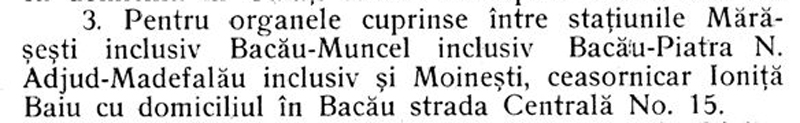 dispozitie intretinere ceasuri CFR | Moldova | 1925