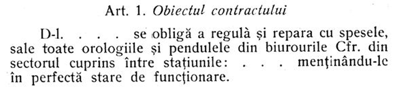 contract intretinere orologii CFR | 1925