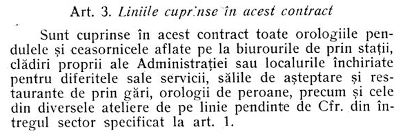 contract intretinere orologii CFR | 1925