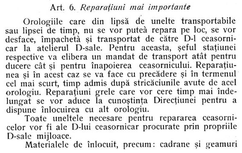 contract intretinere orologii CFR | 1925