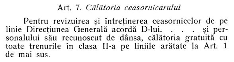 contract intretinere orologii CFR | 1925