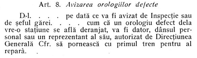 contract intretinere orologii CFR | 1925