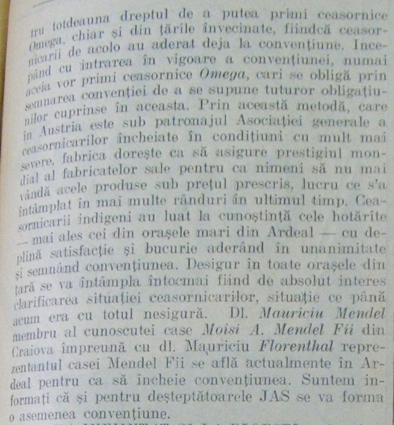 "Conventiunea Omega" | Moisi A. Mendel | 1930