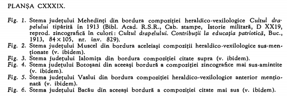 Dan Cernovodeanu - "Stiinta si arta heraldica in Romania", editura Stiintifica si Enciclopedica, 1977 | pag. 484-485 - plansa CXXXIX