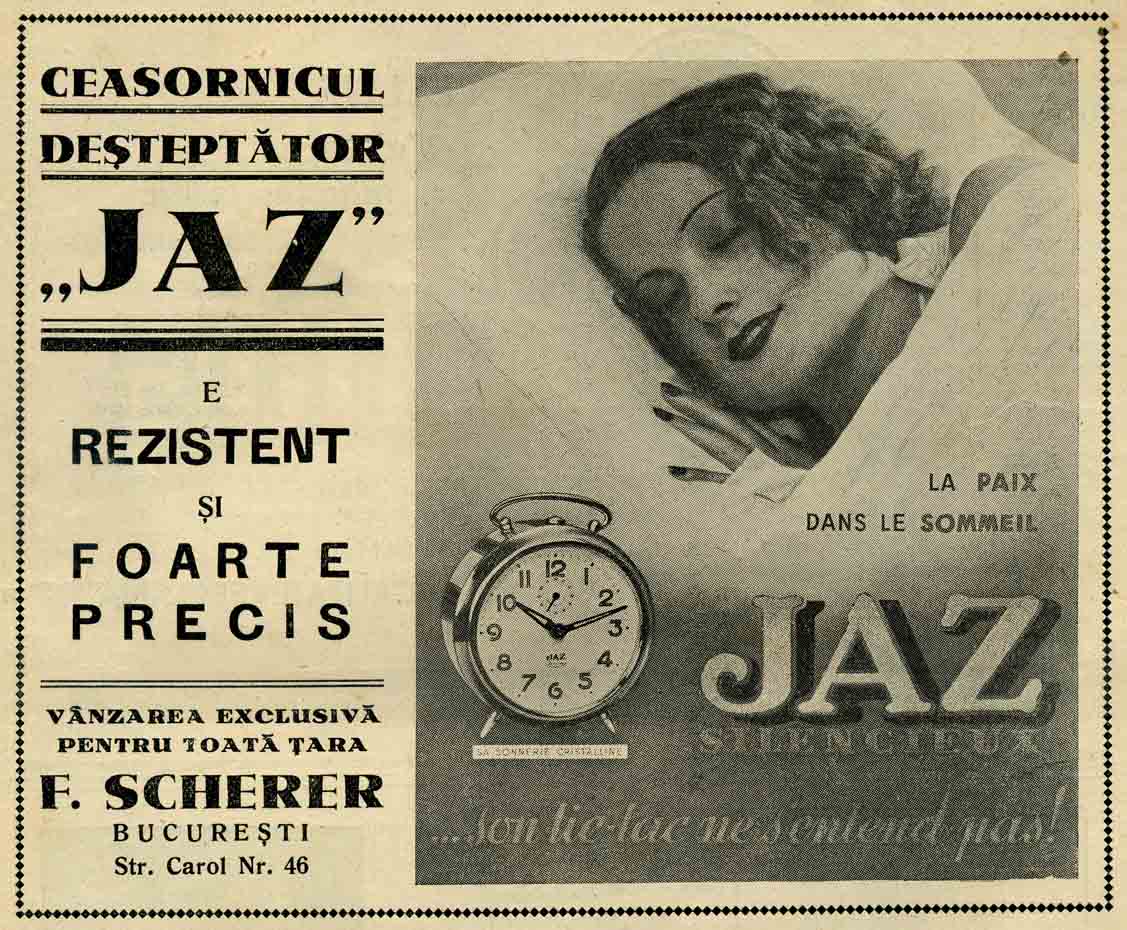 reclama Scherer | JAZ - Revista Ceasonicarilor | 1938