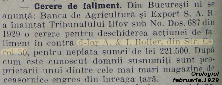 faliment Roller | 1929