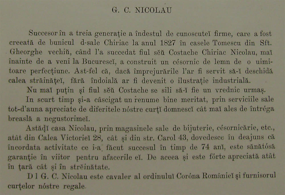 G.C. Nicolau | "Fruntasii comerciului si industriei" (1903)