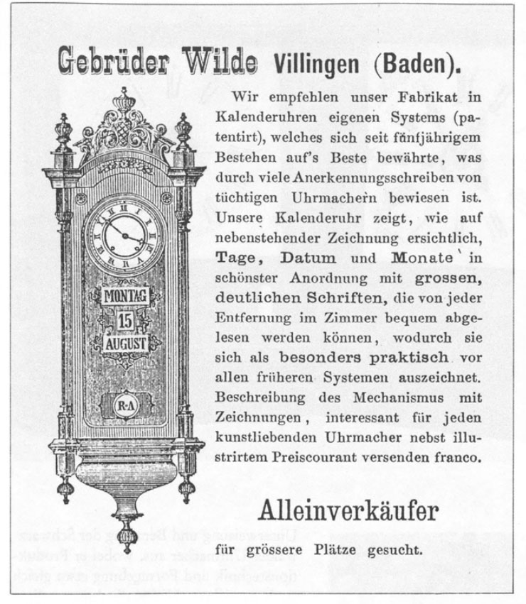 Gebrder Wilde | reclama 1900