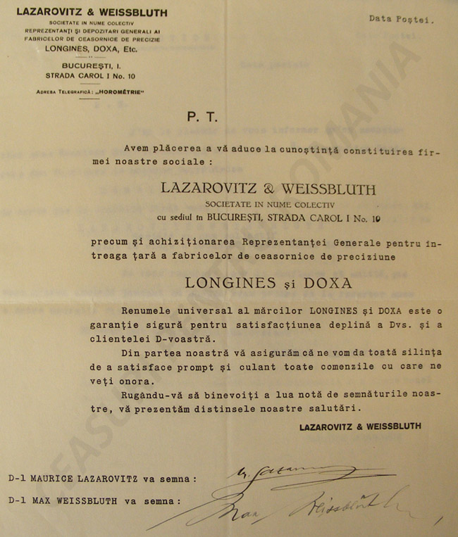 anunt parteneri infiintare firma | Lazarovitz & Weissblueth | 1929