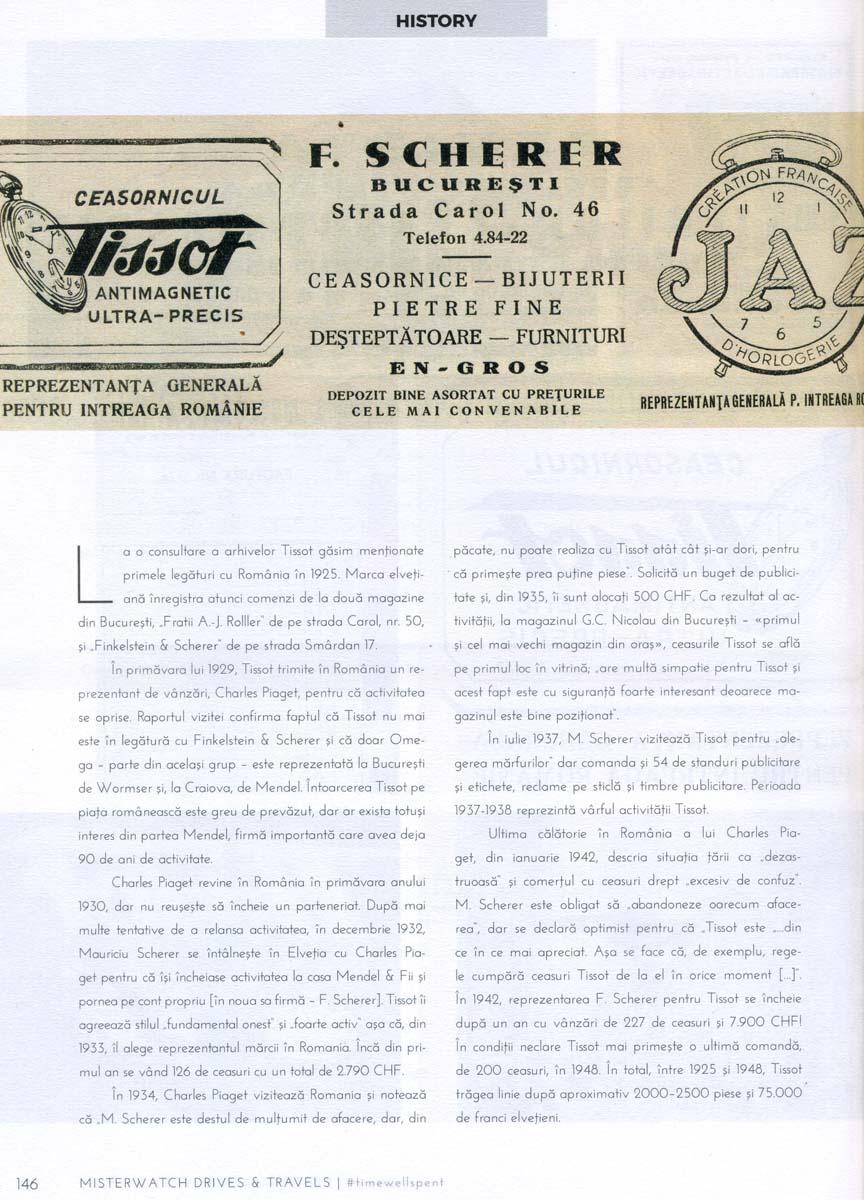 MisterWatch - iunie.2020 | Tissot in Romania - Un secol in urma
