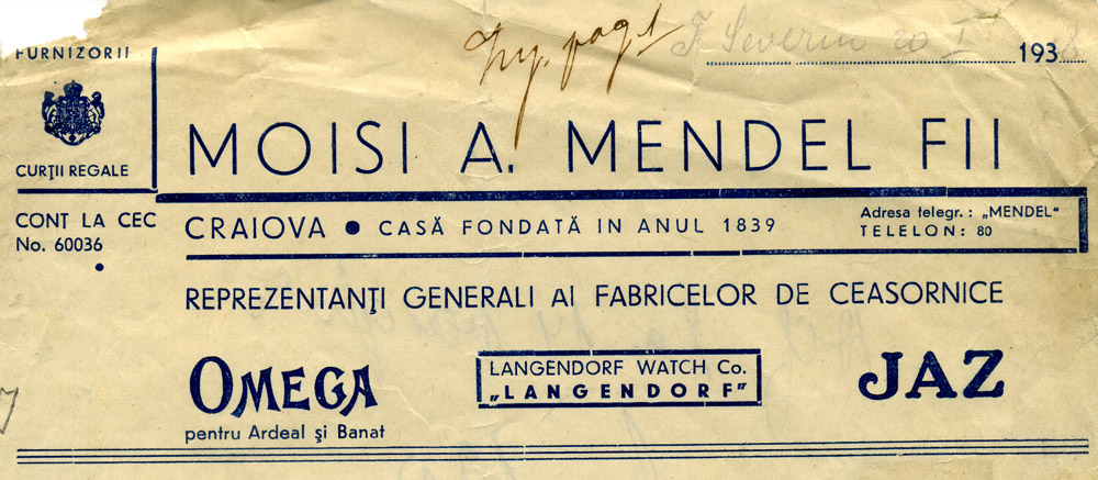 antet Moisi A. Mendel si Fiil - Craiova