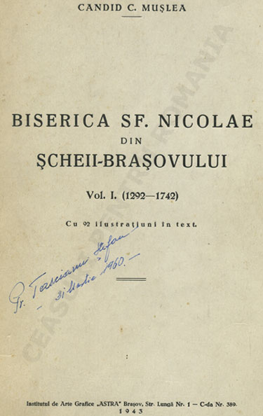 Candid C. Muslea | Biserica sf. Nicolae din Scheii Brasovului (vol.1 | 1292-1742)