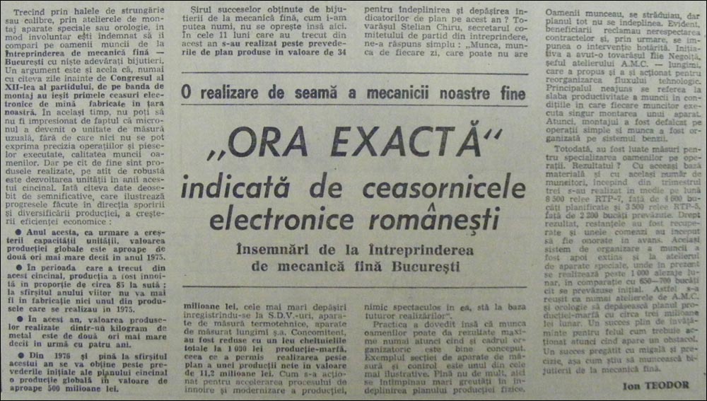 Scinteia | 6.decembrie.1979 | "Ora exacta" - Ioan Teodor