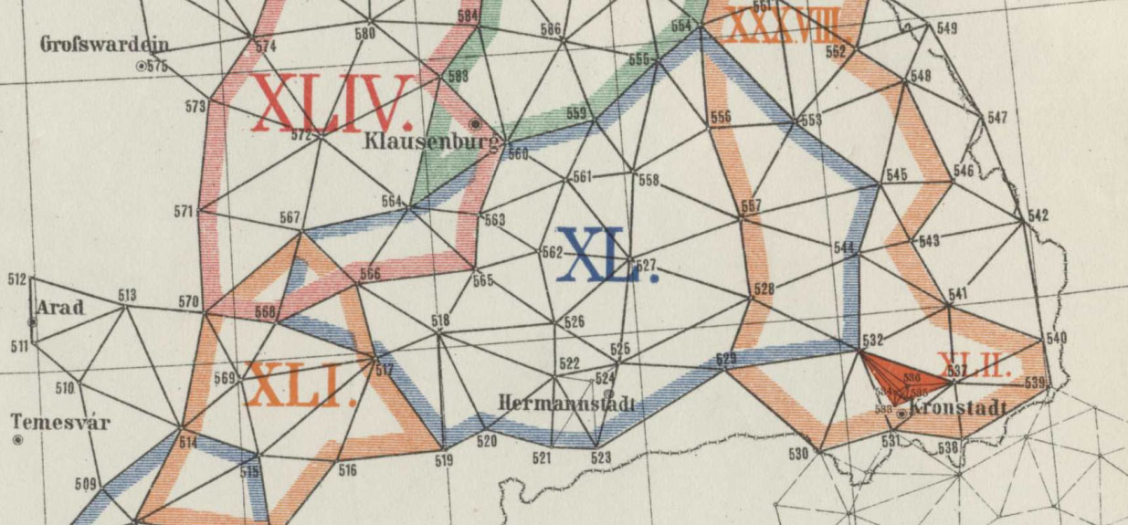 triangulatie retea Transilvania | Imperiul Austro-Ungar | 1886